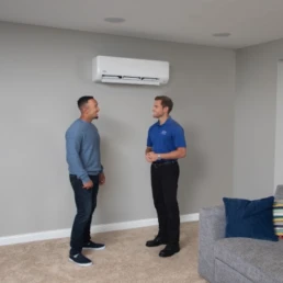 carrier tech talking with man